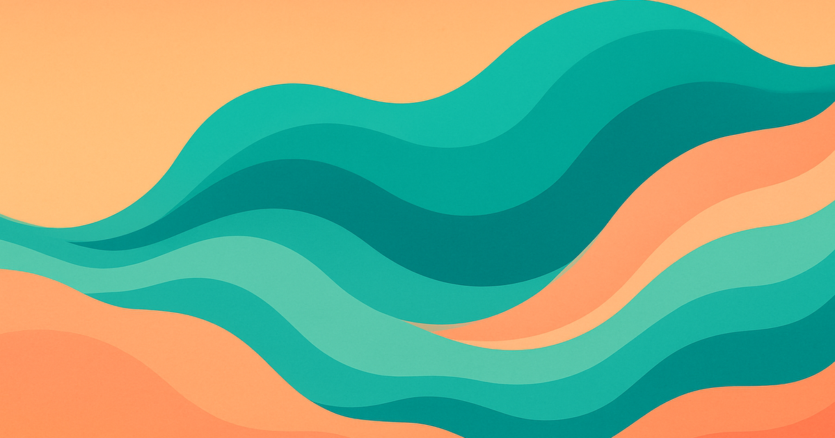 Abstract wave illustration in warm orange and teal tones