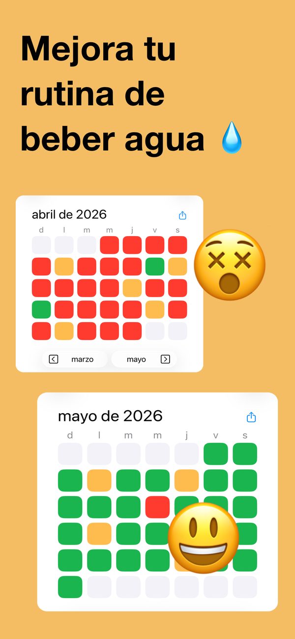 Calendario de P mostrando el progreso de hidrataci&oacute;n: de inconsistente a constante