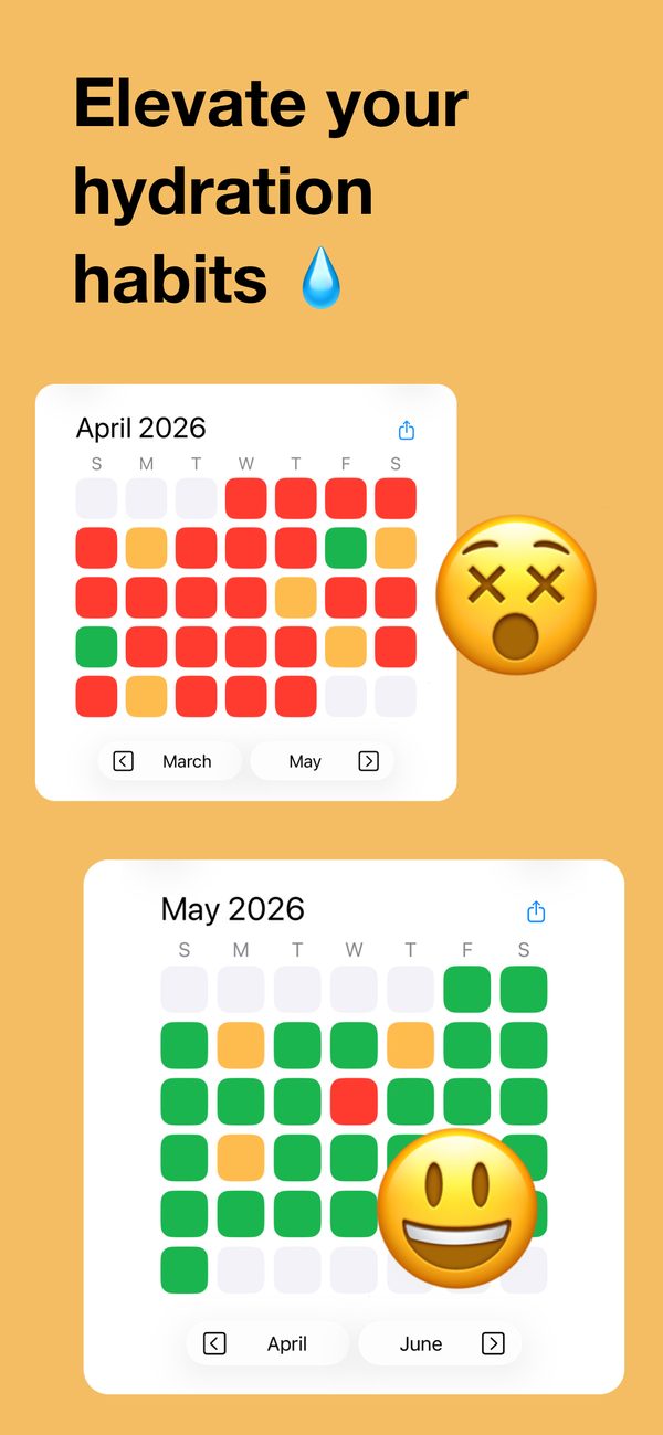 P calendar screenshot showing hydration consistency